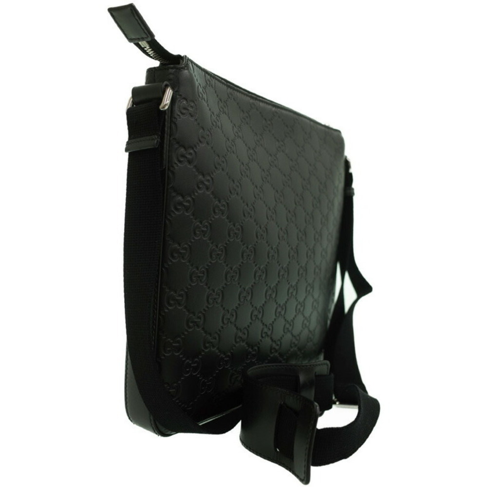 Gucci ssima Signature Messenger Crossbody Black Bag Leather